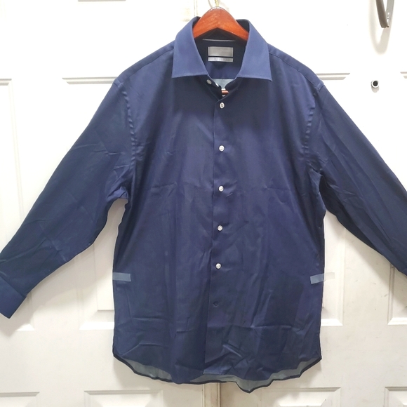 Hickey Freeman Dress shirt Midnight Blue 17-17.5 15-15.5 16-16.5 Brand New - Picture 1 of 7